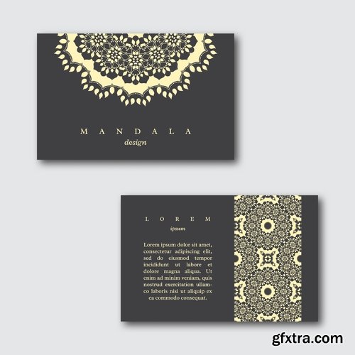 Collection business card Indian ethnic ornament pattern mandala flyer image a banner 25 EPS