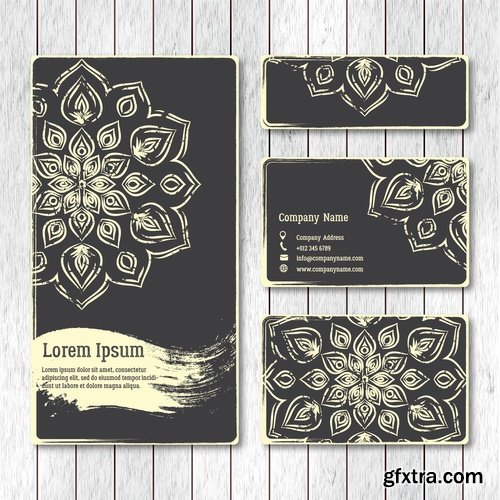 Collection business card Indian ethnic ornament pattern mandala flyer image a banner 25 EPS