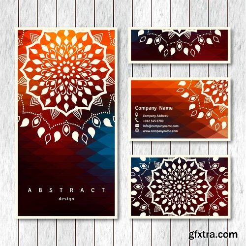 Collection business card Indian ethnic ornament pattern mandala flyer image a banner 25 EPS