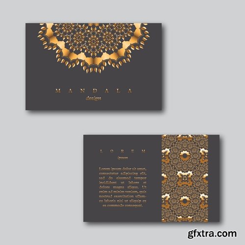 Collection business card Indian ethnic ornament pattern mandala flyer image a banner 25 EPS