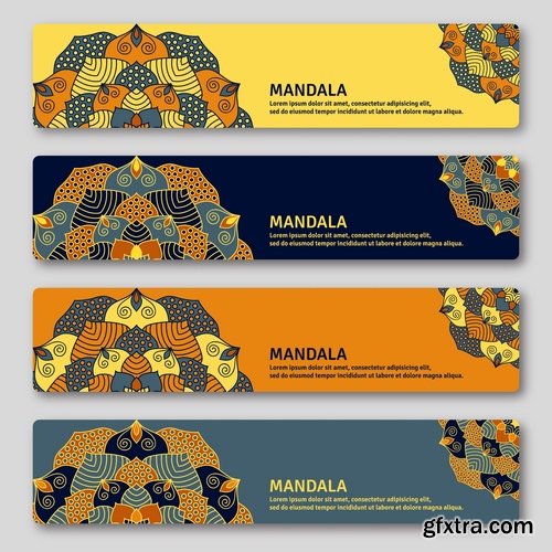 Collection business card Indian ethnic ornament pattern mandala flyer image a banner 25 EPS