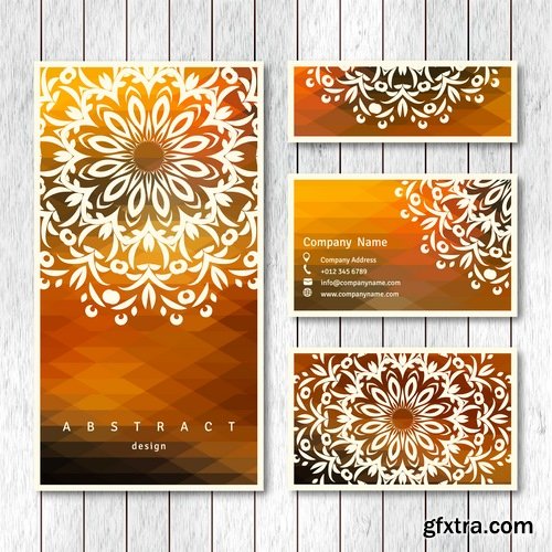 Collection business card Indian ethnic ornament pattern mandala flyer image a banner 25 EPS