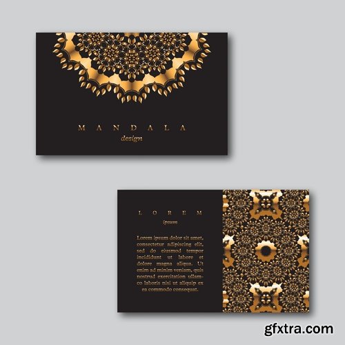 Collection business card Indian ethnic ornament pattern mandala flyer image a banner 25 EPS