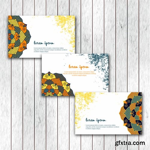 Collection business card Indian ethnic ornament pattern mandala flyer image a banner 25 EPS