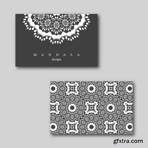 Collection business card Indian ethnic ornament pattern mandala flyer image a banner 25 EPS