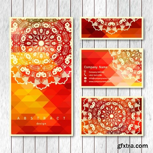 Collection business card Indian ethnic ornament pattern mandala flyer image a banner 25 EPS