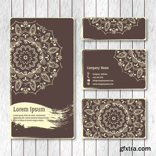 Collection business card Indian ethnic ornament pattern mandala flyer image a banner 25 EPS