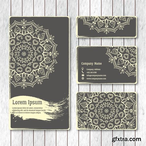 Collection business card Indian ethnic ornament pattern mandala flyer image a banner 25 EPS