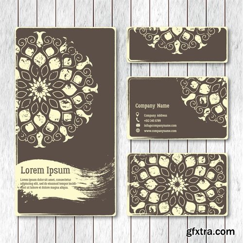 Collection business card Indian ethnic ornament pattern mandala flyer image a banner 25 EPS