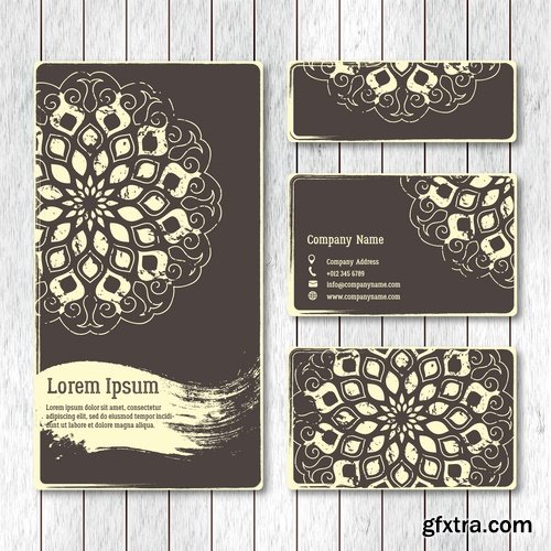 Collection business card Indian ethnic ornament pattern mandala flyer image a banner 25 EPS