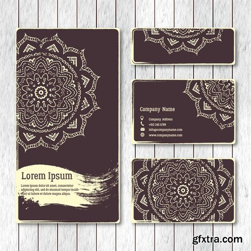 Collection business card Indian ethnic ornament pattern mandala flyer image a banner 25 EPS