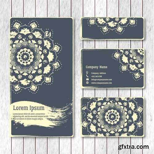 Collection business card Indian ethnic ornament pattern mandala flyer image a banner 25 EPS