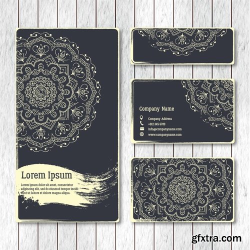 Collection business card Indian ethnic ornament pattern mandala flyer image a banner 25 EPS