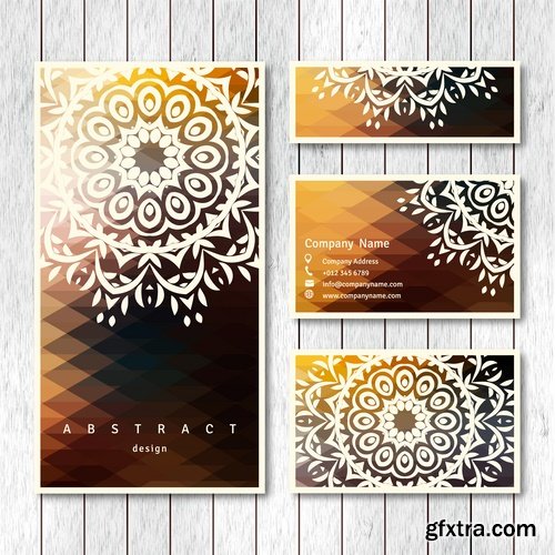 Collection business card Indian ethnic ornament pattern mandala flyer image a banner 25 EPS