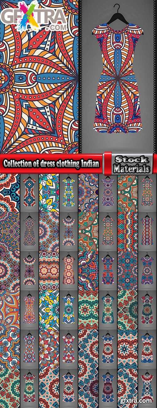 Collection of dress clothing Indian ethnic ornament pattern mandala image banner 25 EPS