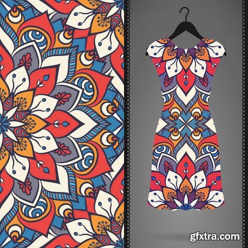 Collection of dress clothing Indian ethnic ornament pattern mandala image banner 25 EPS