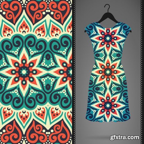 Collection of dress clothing Indian ethnic ornament pattern mandala image banner 25 EPS