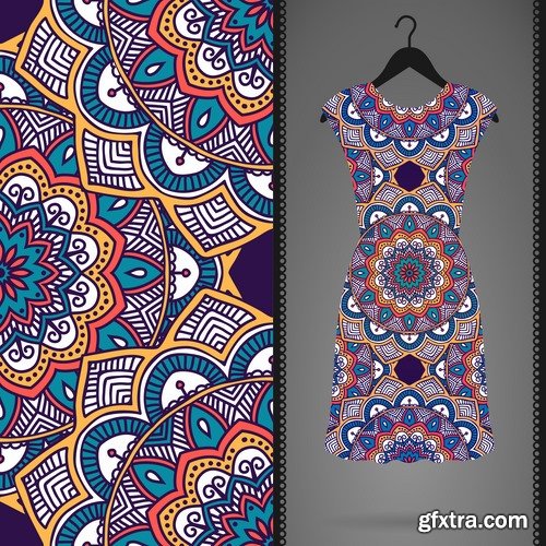 Collection of dress clothing Indian ethnic ornament pattern mandala image banner 25 EPS