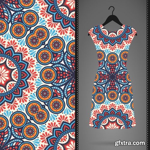 Collection of dress clothing Indian ethnic ornament pattern mandala image banner 25 EPS