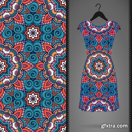 Collection of dress clothing Indian ethnic ornament pattern mandala image banner 25 EPS