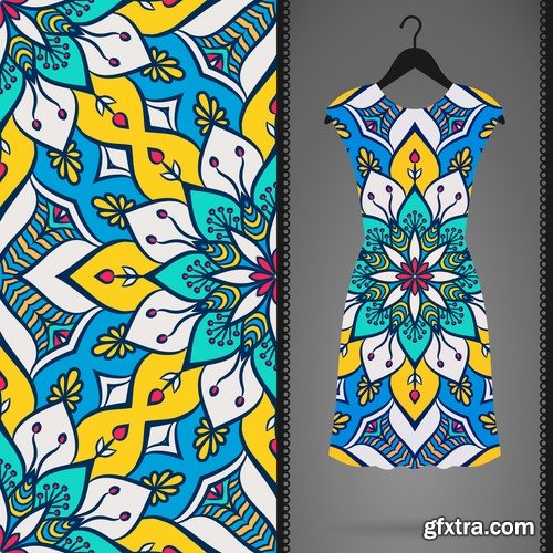 Collection of dress clothing Indian ethnic ornament pattern mandala image banner 25 EPS