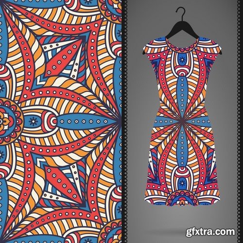 Collection of dress clothing Indian ethnic ornament pattern mandala image banner 25 EPS