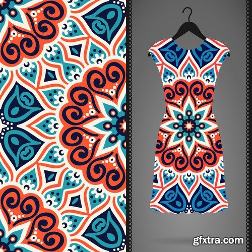 Collection of dress clothing Indian ethnic ornament pattern mandala image banner 25 EPS