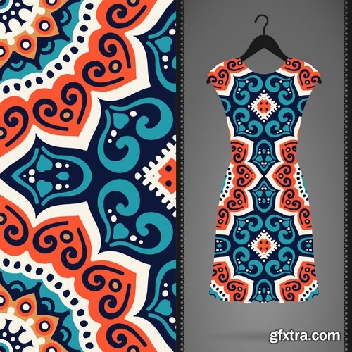 Collection of dress clothing Indian ethnic ornament pattern mandala image banner 25 EPS