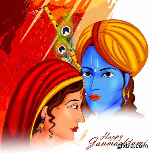 Collection of Indian ethnic background is Janmashtami image banner 25 EPS