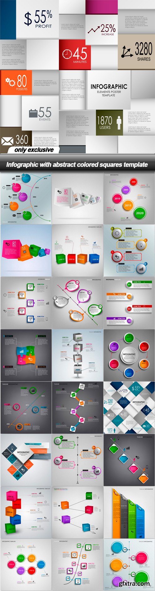 Infographic with abstract colored squares template - 25 EPS