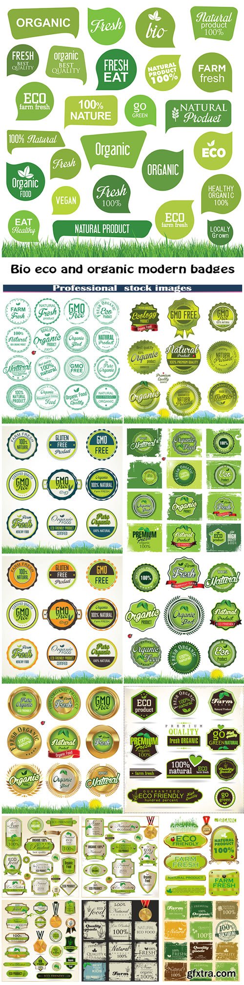 Bio eco and organic modern badges and labels collection