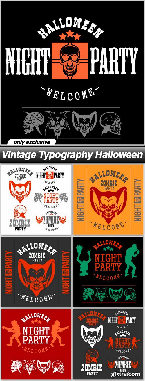 Vintage Typography Halloween - 7 EPS