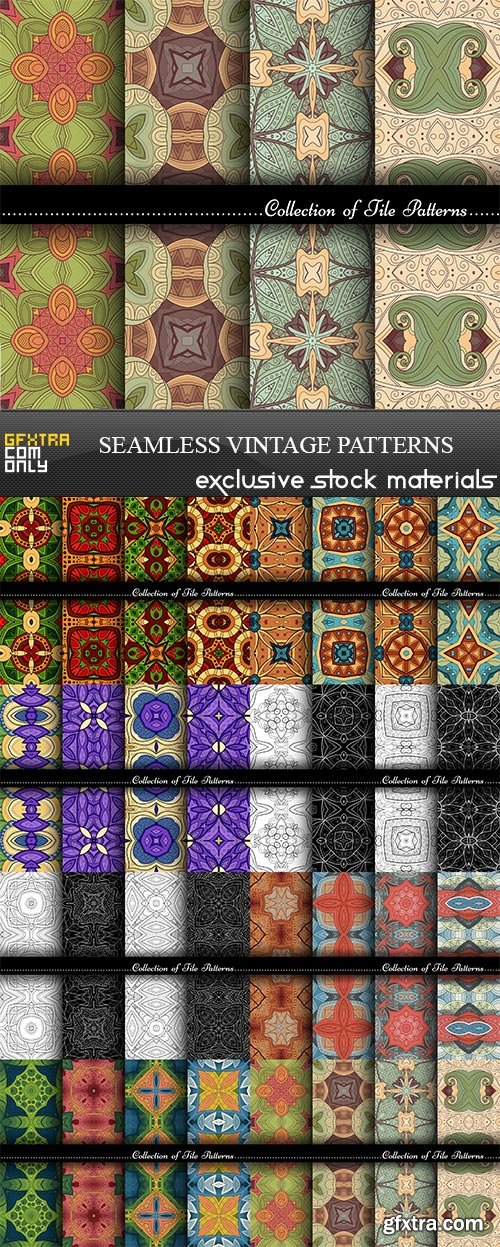 Seamless Vintage Patterns, 8 x EPS