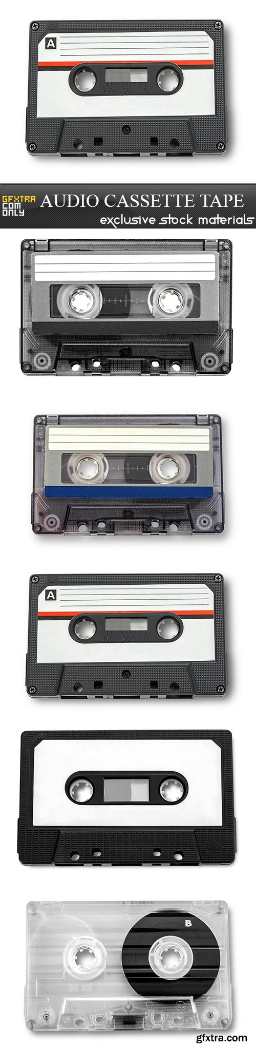 Audio cassette tape, 5 x UHQ JPEG