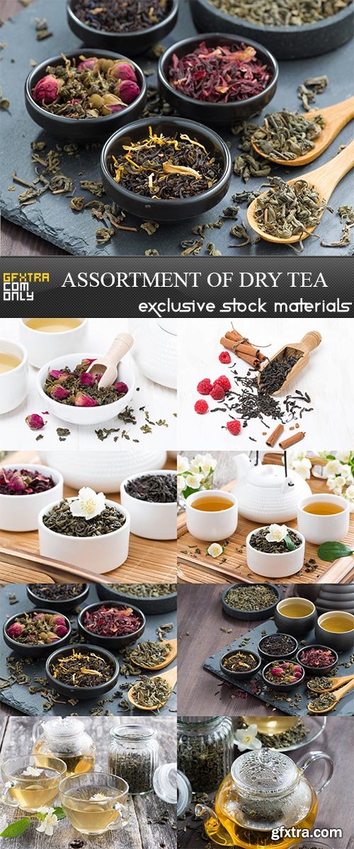 Assortment of dry tea, 8 x UHQ JPEG