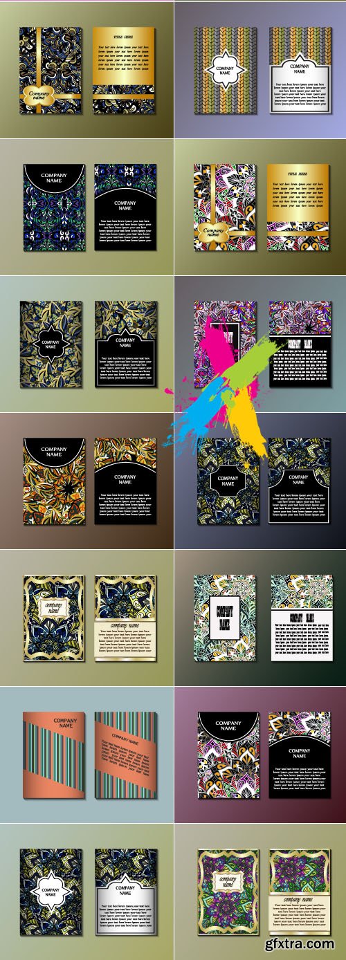 Brochure flyer vintage with seamless pattern vector 2