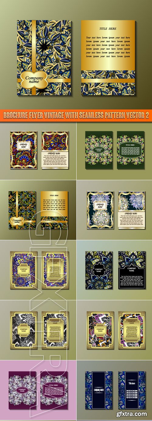 Brochure flyer vintage with seamless pattern vector 2