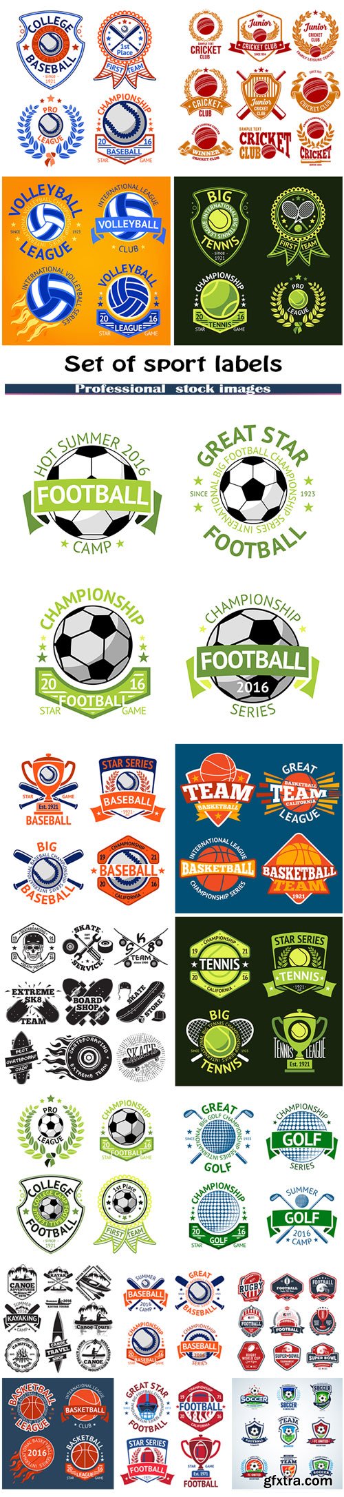 Set of sport labels