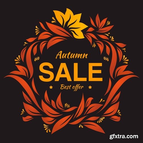 Collection autumn banner label sticker flyer poster 25 EPS