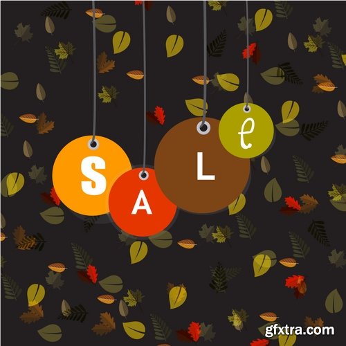 Collection autumn banner label sticker flyer poster 25 EPS