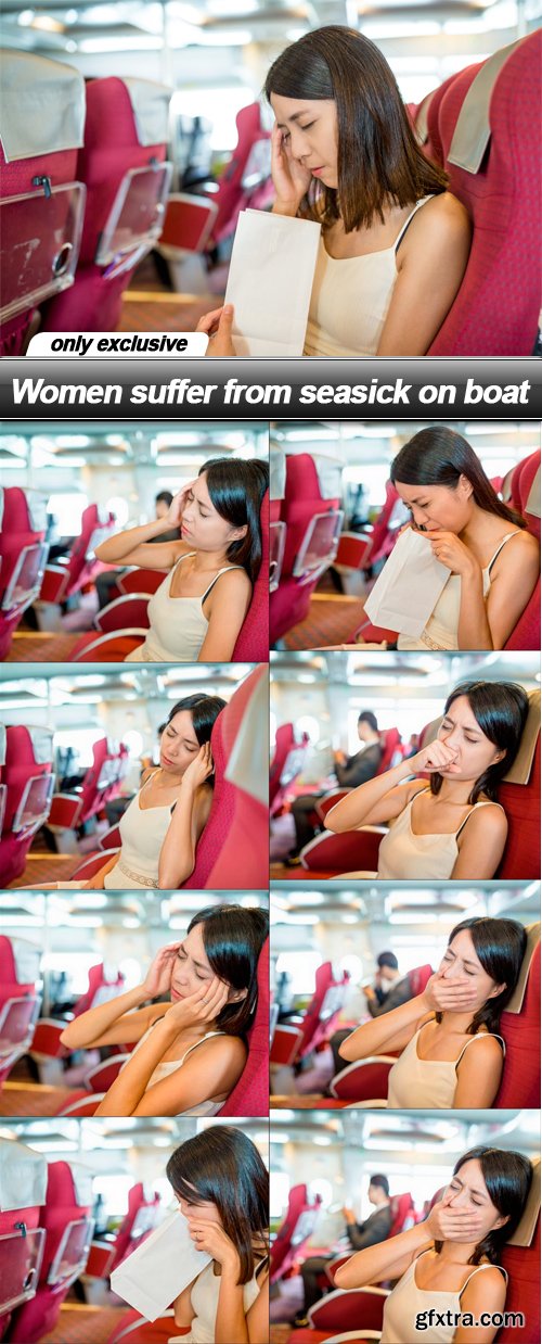 Women suffer from seasick on boat - 9 UHQ JPEG