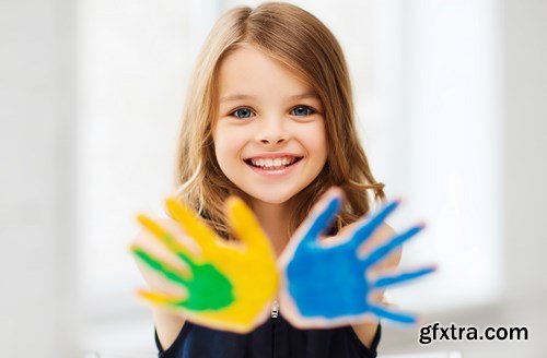 Girl Showing Painted Hands - 16xUHQ JPEG