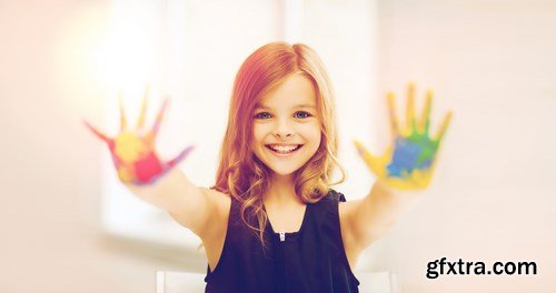 Girl Showing Painted Hands - 16xUHQ JPEG