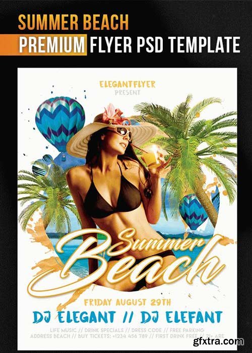 Summer Beach V5 Flyer PSD Template + Facebook Cover