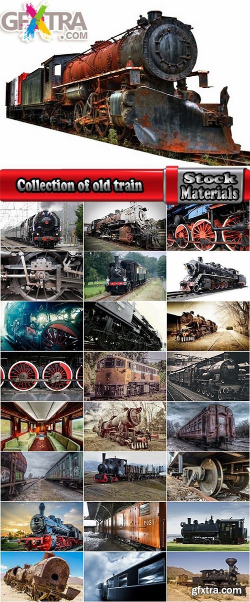 Collection of old train track rails a steam locomotive wheel 25 HQ Jpeg