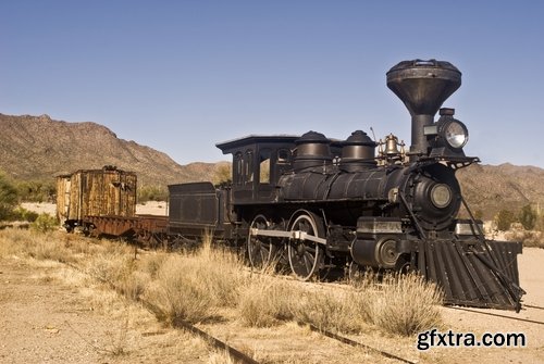 Collection of old train track rails a steam locomotive wheel 25 HQ Jpeg