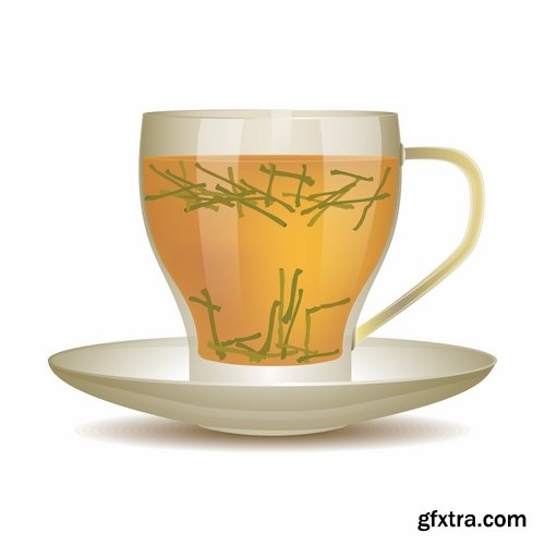 Collection tea cup tea drink 25 EPS