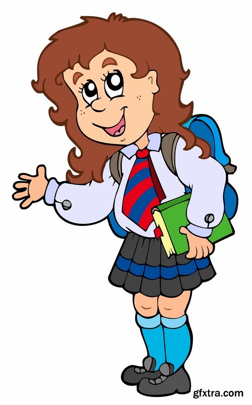 Collection of schoolboy student study education school cartoon 25 EPS