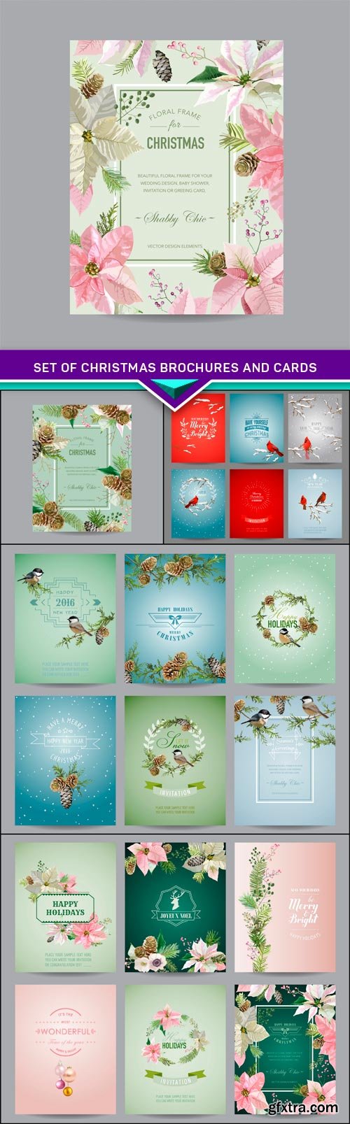 Set of Christmas Brochures and Cards 5X EPS