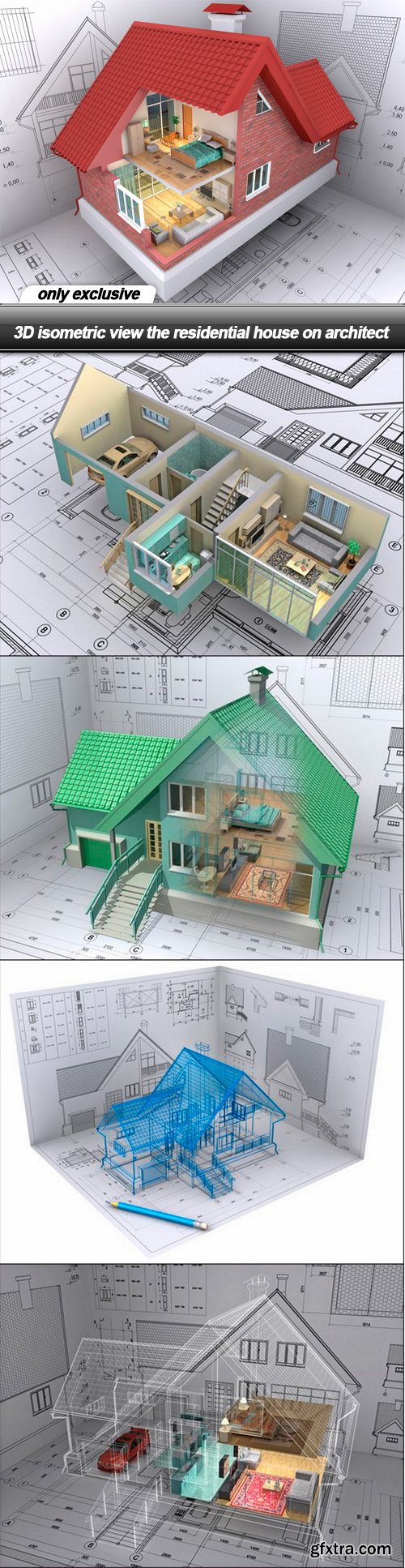 3D isometric view the residential house on architect - 5 UHQ JPEG